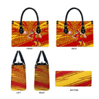 Gold Coast Suns Australian Football Leather Bag Sunny Hero Mascot With Indigenous Pattern Art