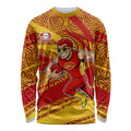 Gold Coast Suns Australian Football Long Sleeve Shirt Sunny Hero Mascot With Indigenous Pattern Art
