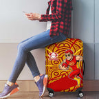 Gold Coast Suns Australian Football Luggage Cover Sunny Hero Mascot With Indigenous Pattern Art