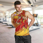 Gold Coast Suns Australian Football Men Tank Top Sunny Hero Mascot With Indigenous Pattern Art