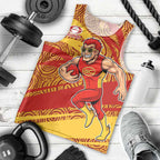 Gold Coast Suns Australian Football Men Tank Top Sunny Hero Mascot With Indigenous Pattern Art