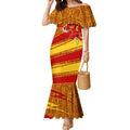 Gold Coast Suns Australian Football Mermaid Dress Sunny Hero Mascot With Indigenous Pattern Art