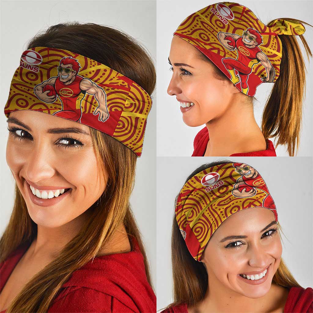 Gold Coast Suns Australian Football Neck Gaiter Sunny Hero Mascot With Indigenous Pattern Art
