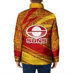 Gold Coast Suns Australian Football Padded Jacket Sunny Hero Mascot With Indigenous Pattern Art