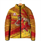 Gold Coast Suns Australian Football Padded Jacket Sunny Hero Mascot With Indigenous Pattern Art