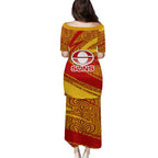 Gold Coast Suns Australian Football Puletasi Sunny Hero Mascot With Indigenous Pattern Art