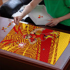 Gold Coast Suns Australian Football Puzzle Sunny Hero Mascot With Indigenous Pattern Art