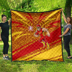 Gold Coast Suns Australian Football Quilt Sunny Hero Mascot With Indigenous Pattern Art