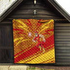 Gold Coast Suns Australian Football Quilt Sunny Hero Mascot With Indigenous Pattern Art