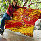Gold Coast Suns Australian Football Quilt Sunny Hero Mascot With Indigenous Pattern Art