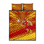 Gold Coast Suns Australian Football Quilt Bed Set Sunny Hero Mascot With Indigenous Pattern Art