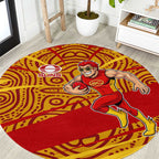 Gold Coast Suns Australian Football Round Carpet Sunny Hero Mascot With Indigenous Pattern Art