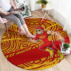 Gold Coast Suns Australian Football Round Carpet Sunny Hero Mascot With Indigenous Pattern Art
