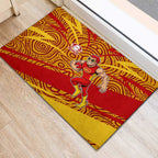 Gold Coast Suns Australian Football Rubber Doormat Sunny Hero Mascot With Indigenous Pattern Art