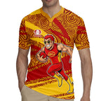 Gold Coast Suns Australian Football Rugby Jersey Sunny Hero Mascot With Indigenous Pattern Art