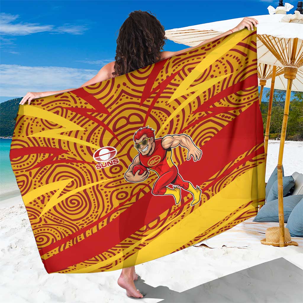 Gold Coast Suns Australian Football Sarong Sunny Hero Mascot With Indigenous Pattern Art