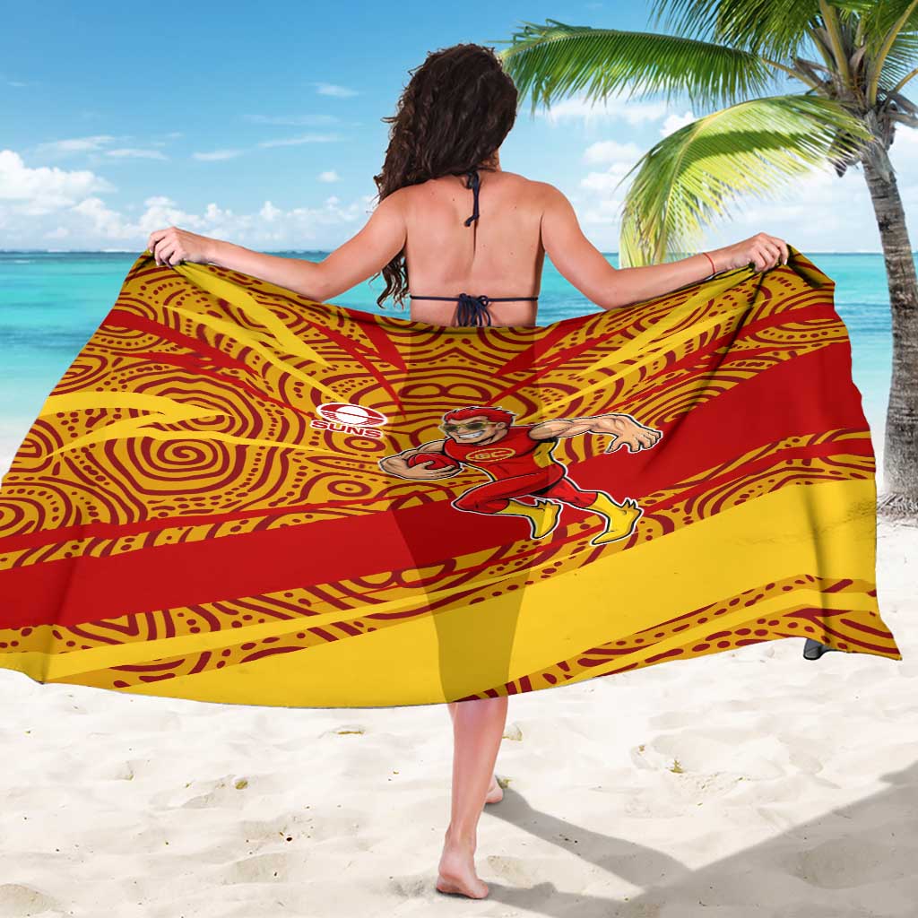 Gold Coast Suns Australian Football Sarong Sunny Hero Mascot With Indigenous Pattern Art