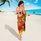 Gold Coast Suns Australian Football Sarong Sunny Hero Mascot With Indigenous Pattern Art