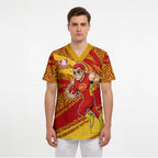 Gold Coast Suns Australian Football Scrub Top Sunny Hero Mascot With Indigenous Pattern Art