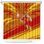 Gold Coast Suns Australian Football Shower Curtain Sunny Hero Mascot With Indigenous Pattern Art