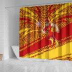 Gold Coast Suns Australian Football Shower Curtain Sunny Hero Mascot With Indigenous Pattern Art