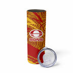 Gold Coast Suns Australian Football Skinny Tumbler Sunny Hero Mascot With Indigenous Pattern Art