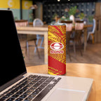 Gold Coast Suns Australian Football Skinny Tumbler Sunny Hero Mascot With Indigenous Pattern Art