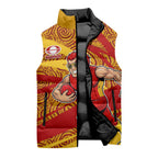 Gold Coast Suns Australian Football Sleeveless Puffer Jacket Sunny Hero Mascot With Indigenous Pattern Art