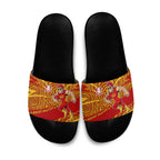 Gold Coast Suns Australian Football Slide Sandals Sunny Hero Mascot With Indigenous Pattern Art