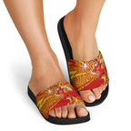 Gold Coast Suns Australian Football Slide Sandals Sunny Hero Mascot With Indigenous Pattern Art