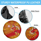 Gold Coast Suns Australian Football Spare Tire Cover Sunny Hero Mascot With Indigenous Pattern Art