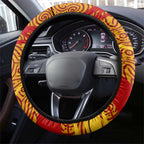 Gold Coast Suns Australian Football Steering Wheel Cover Sunny Hero Mascot With Indigenous Pattern Art