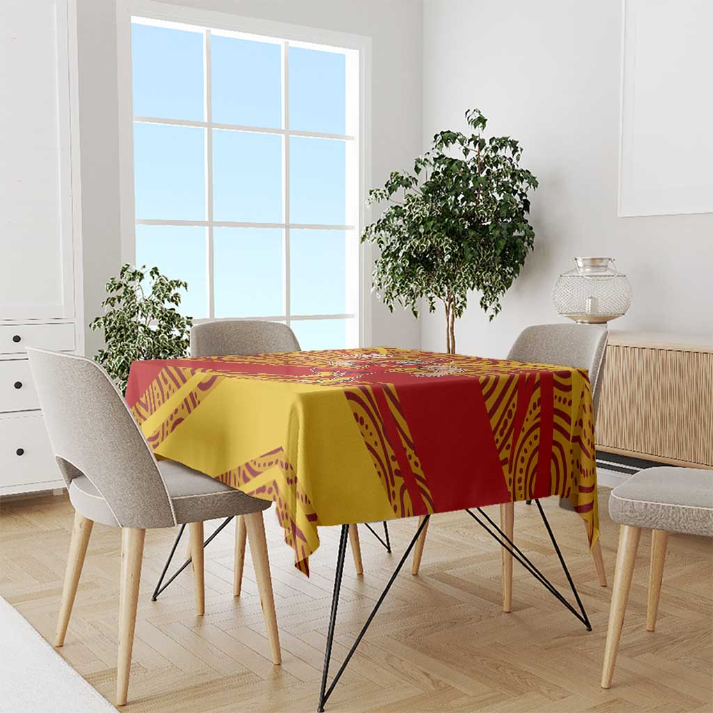 Gold Coast Suns Australian Football Tablecloth Sunny Hero Mascot With Indigenous Pattern Art