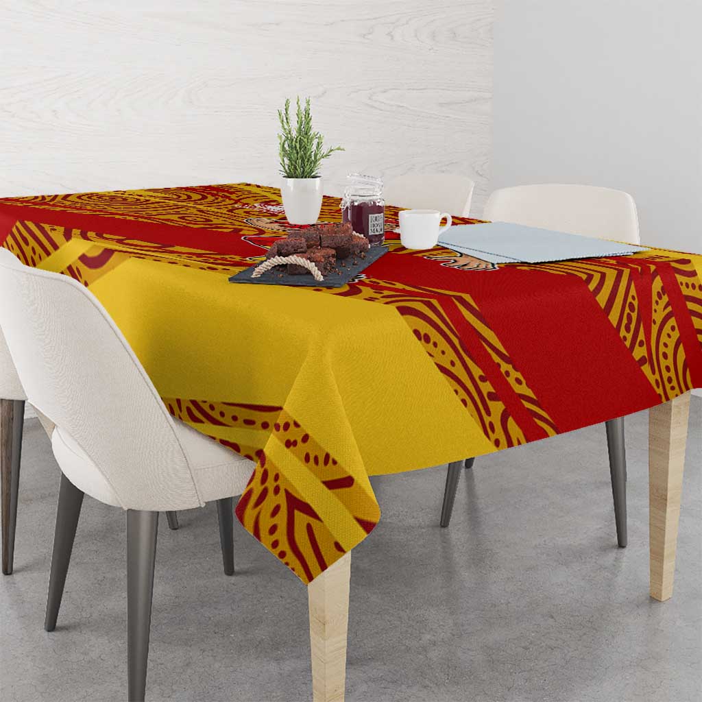 Gold Coast Suns Australian Football Tablecloth Sunny Hero Mascot With Indigenous Pattern Art