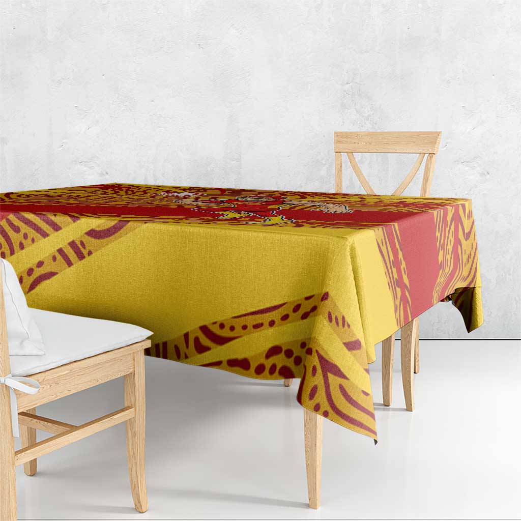 Gold Coast Suns Australian Football Tablecloth Sunny Hero Mascot With Indigenous Pattern Art