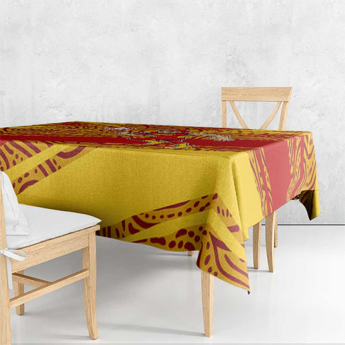 Gold Coast Suns Australian Football Tablecloth Sunny Hero Mascot With Indigenous Pattern Art