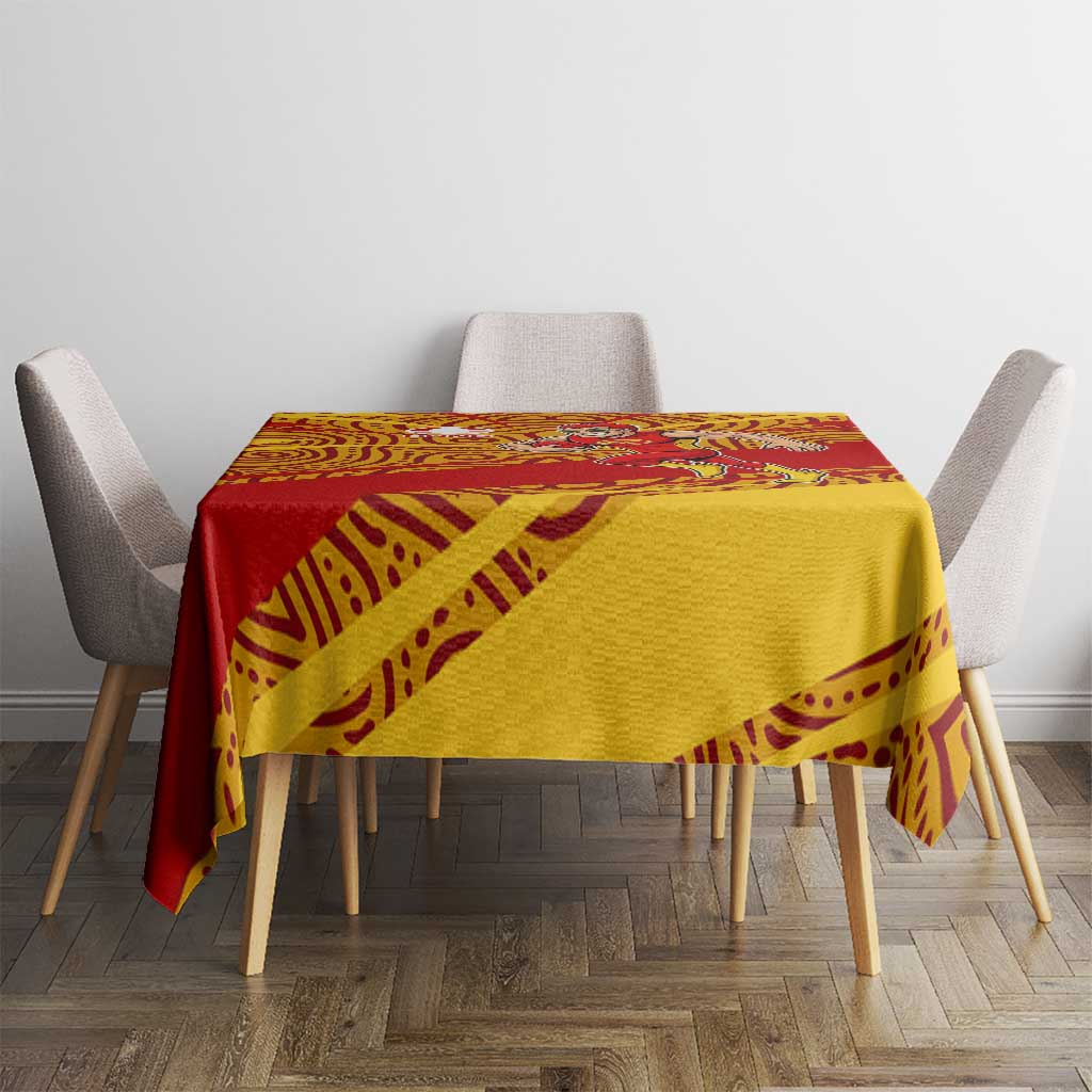 Gold Coast Suns Australian Football Tablecloth Sunny Hero Mascot With Indigenous Pattern Art