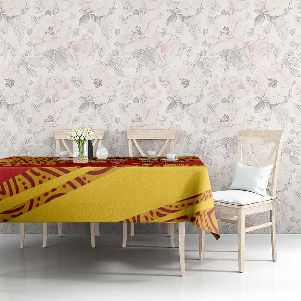 Gold Coast Suns Australian Football Tablecloth Sunny Hero Mascot With Indigenous Pattern Art