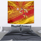 Gold Coast Suns Australian Football Tapestry Sunny Hero Mascot With Indigenous Pattern Art
