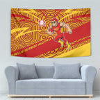 Gold Coast Suns Australian Football Tapestry Sunny Hero Mascot With Indigenous Pattern Art