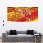 Gold Coast Suns Australian Football Tapestry Sunny Hero Mascot With Indigenous Pattern Art