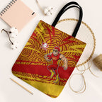 Gold Coast Suns Australian Football Tote Bag Sunny Hero Mascot With Indigenous Pattern Art