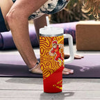 Gold Coast Suns Australian Football Tumbler With Handle Sunny Hero Mascot With Indigenous Pattern Art