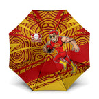 Gold Coast Suns Australian Football Umbrella Sunny Hero Mascot With Indigenous Pattern Art