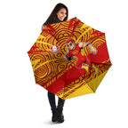 Gold Coast Suns Australian Football Umbrella Sunny Hero Mascot With Indigenous Pattern Art