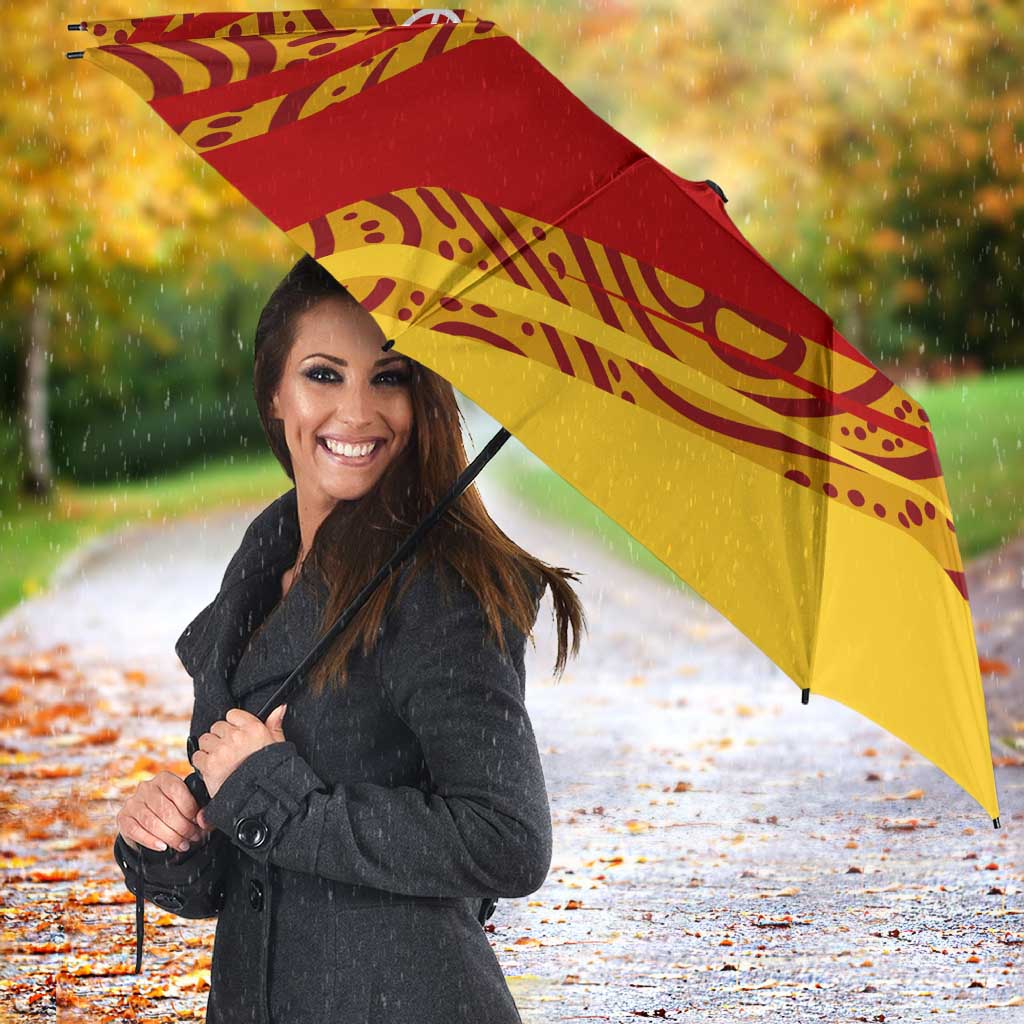 Gold Coast Suns Australian Football Umbrella Sunny Hero Mascot With Indigenous Pattern Art