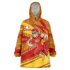 Gold Coast Suns Australian Football Wearable Blanket Hoodie Sunny Hero Mascot With Indigenous Pattern Art
