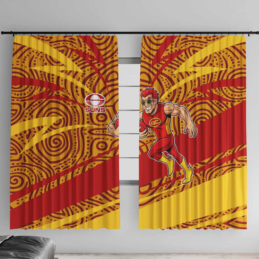 Gold Coast Suns Australian Football Window Curtain Sunny Hero Mascot With Indigenous Pattern Art