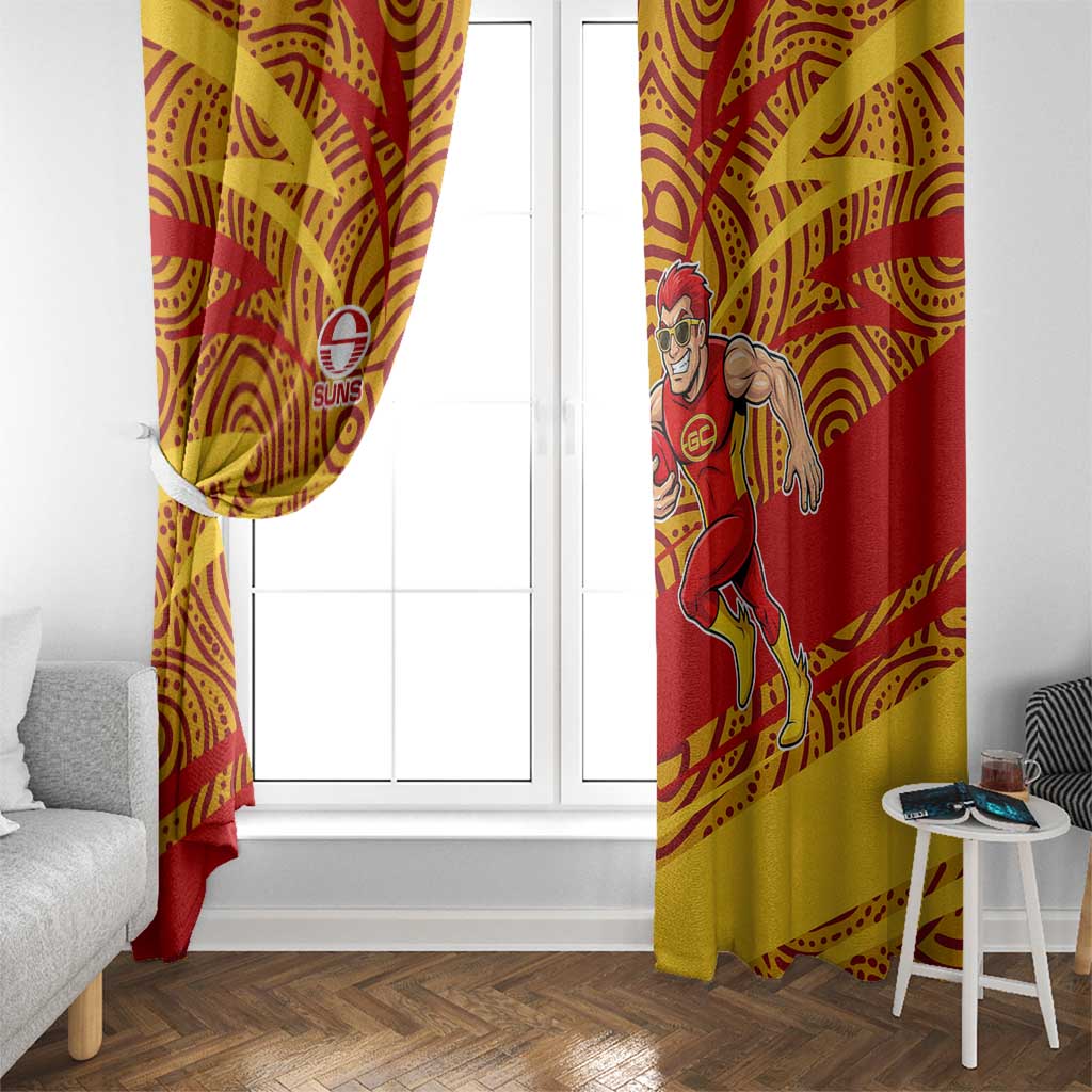 Gold Coast Suns Australian Football Window Curtain Sunny Hero Mascot With Indigenous Pattern Art