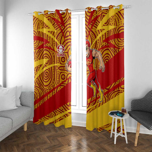 Gold Coast Suns Australian Football Window Curtain Sunny Hero Mascot With Indigenous Pattern Art